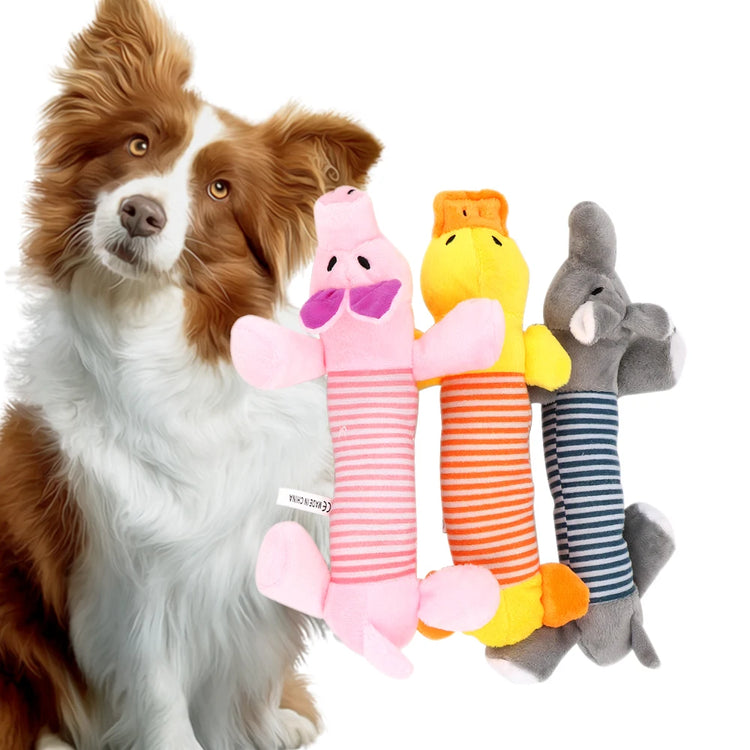 Dog Cat Fleece Toys Elephant Duck Pig Plush Toys Chew Sound Dolls