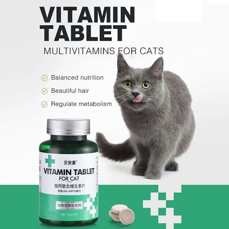 200 tablets of multi-vitamin supplement for pet cats