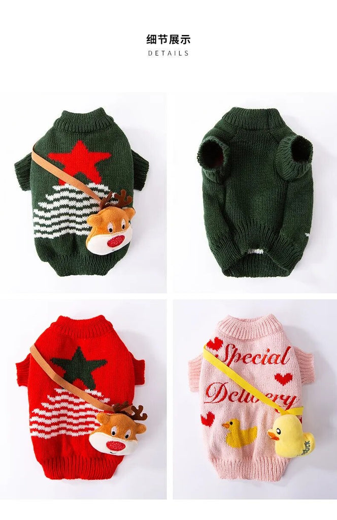 Kawaii Christmas & New Year Sweater with Elk Design for Cats and Dogs