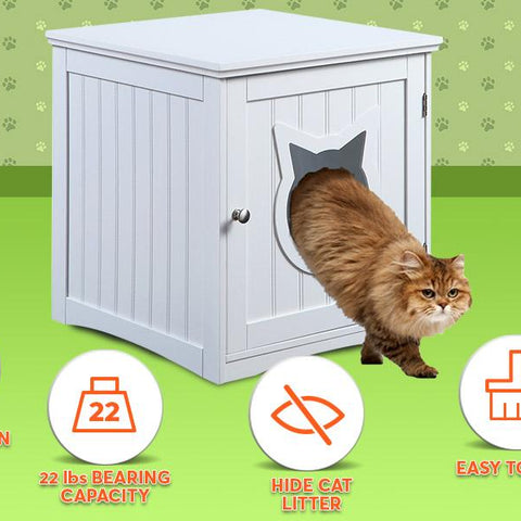 Cat House Side Table, Nightstand Pet House, Litter Box Enclosure