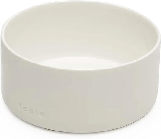 FABLE Ceramic Dog Bowl - Weighted Ceramic Dog Bowl Prevents Sliding - Dual Textured Dog Ceramic Bowl - Modern Ceramic Dog Water Bowl - Food-Safe Ceramic Puppy Bowls - Tofu - MLXL