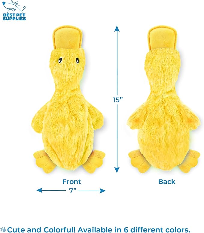 Large Yellow Crinkle Duck Dog Toy - No Stuffing, Soft Squeaker, Fun for All Breeds - Best Pet Supplies