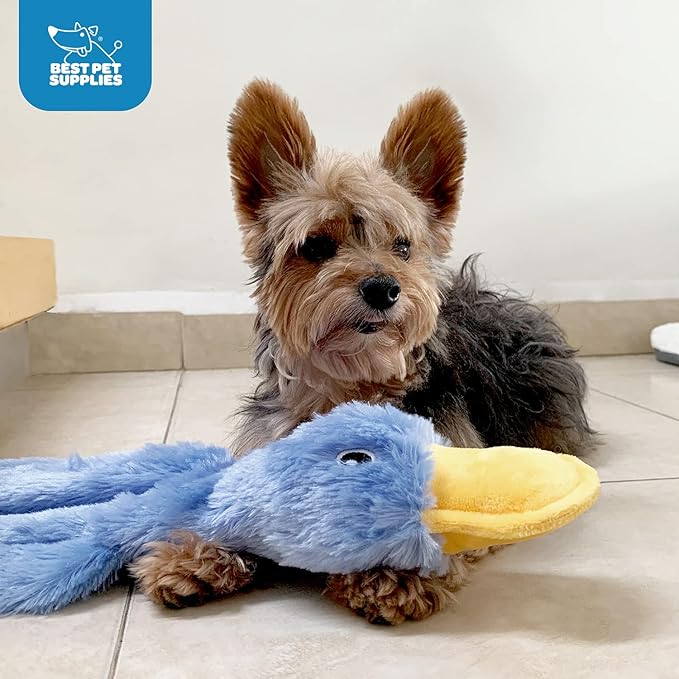 Large Yellow Crinkle Duck Dog Toy - No Stuffing, Soft Squeaker, Fun for All Breeds - Best Pet Supplies