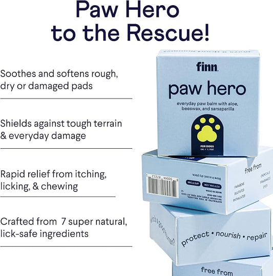 Finn Paw Hero Natural Revitalizing Dog Paw Balm  Protect, Nourish & Repair Paws from Pavement, Dryness, & Spring Adventures - 1.75 oz