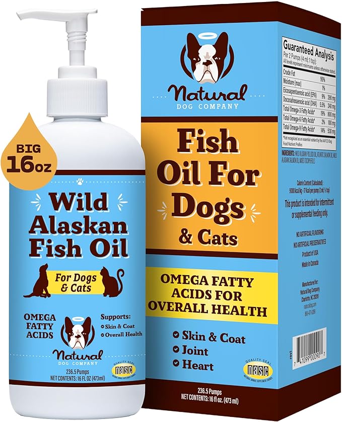 Wild Alaskan Fish Oil for Dogs & Cats (16oz) - Nourishes Skin & Coat