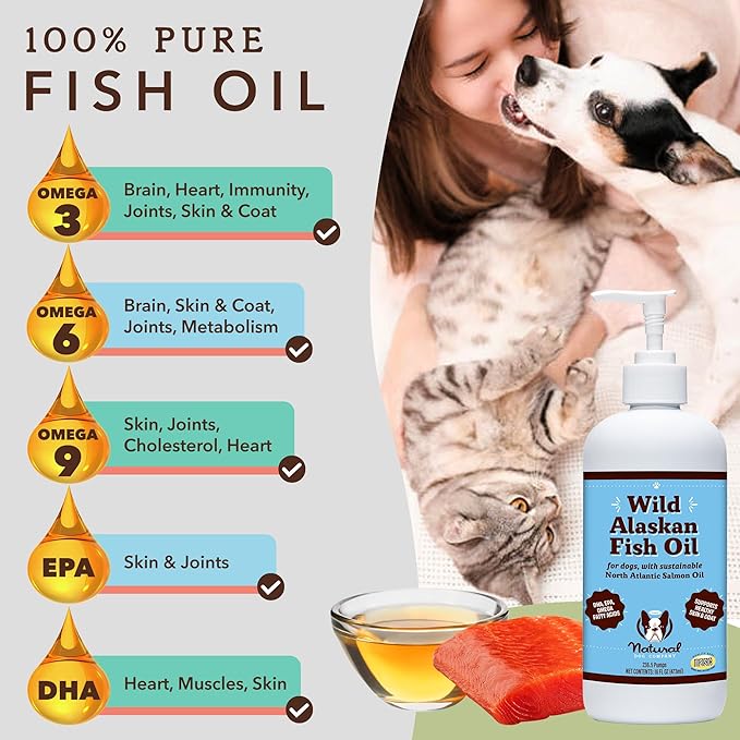 Wild Alaskan Fish Oil for Dogs & Cats (16oz) - Nourishes Skin & Coat