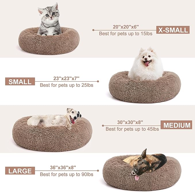 Perpets Orthopedic Dog Bed Comfortable Donut Cuddler Round Dog Bed Ultra Soft Washable Dog and Cat Cushion Bed (Style 6)