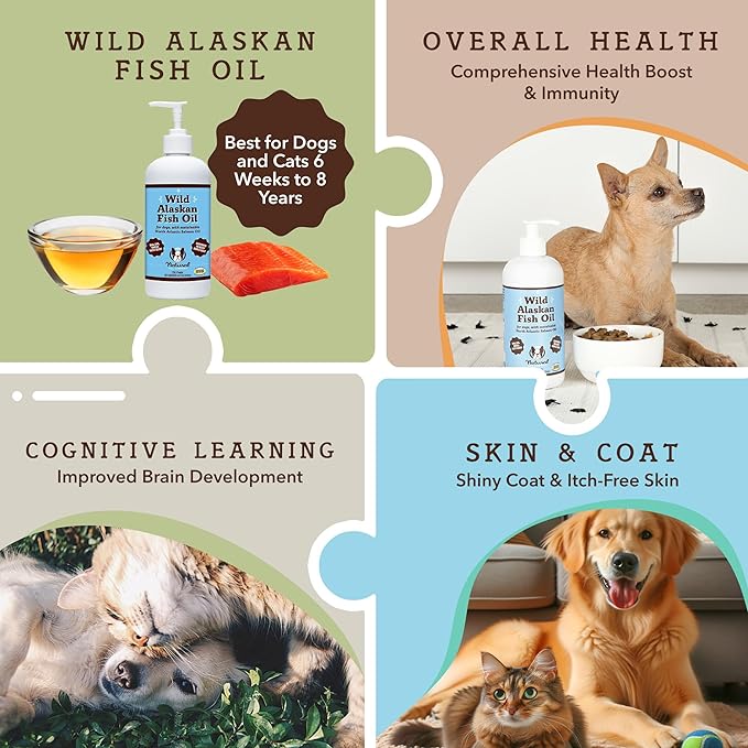 Wild Alaskan Fish Oil for Dogs & Cats (16oz) - Nourishes Skin & Coat