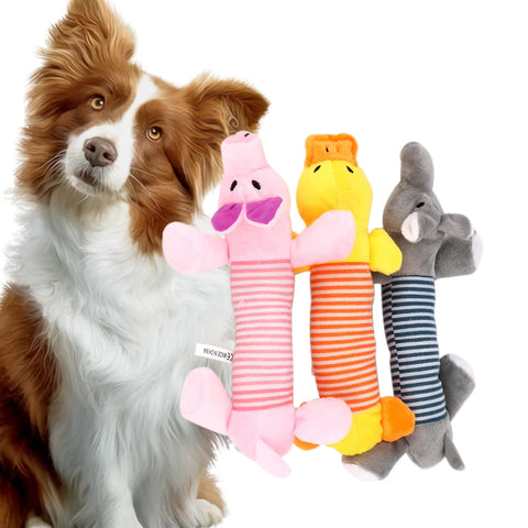 Dog Cat Fleece Toys Elephant Duck Pig  Plush Toys Chew Sound Dolls