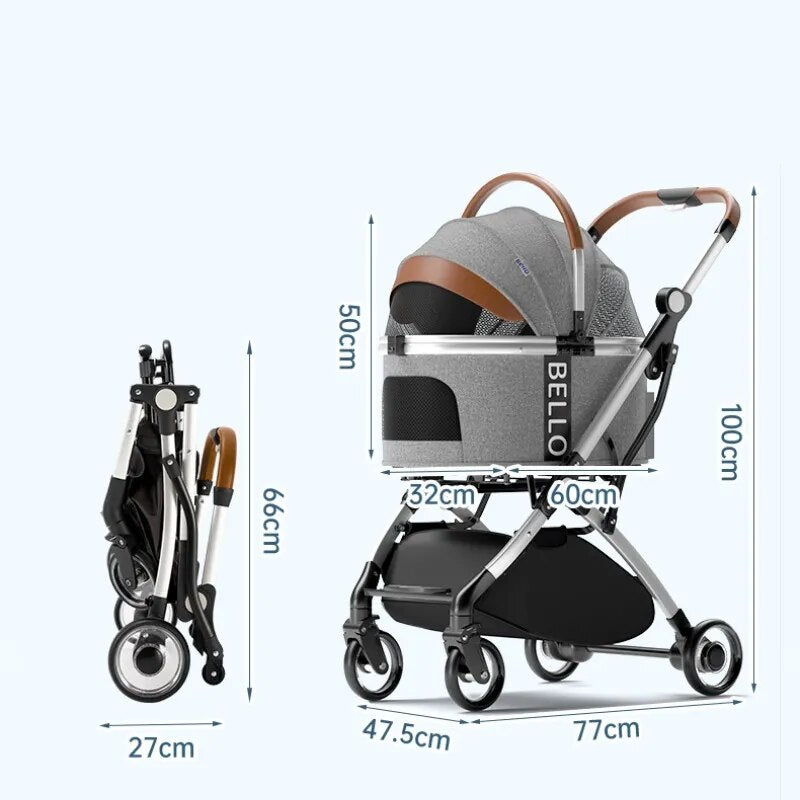Aluminium Alloy Detachable Pet Stroller