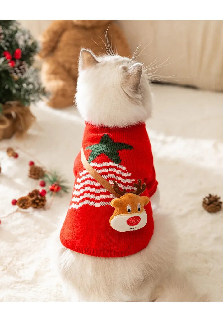 Kawaii Christmas & New Year Sweater with Elk Design for Cats and Dogs