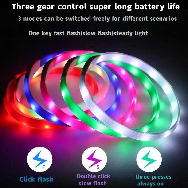 LED Luminous Dog Collar Waterproof & USB Rechargeable, Safe Nighttime Glow for All Dog Sizes