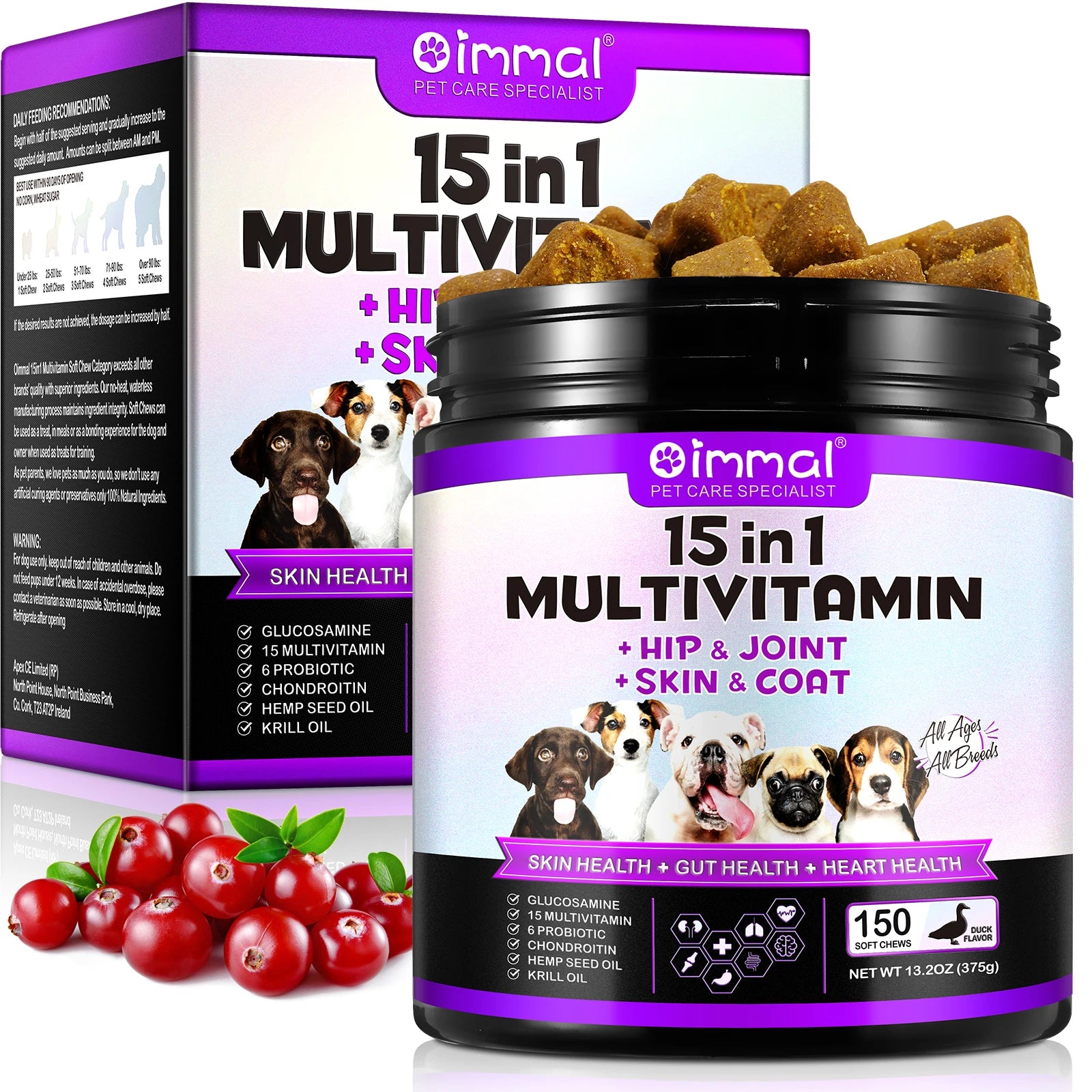 15 in 1 Dog Multivitamin Supplements Immunity Digestion Joint& Heart