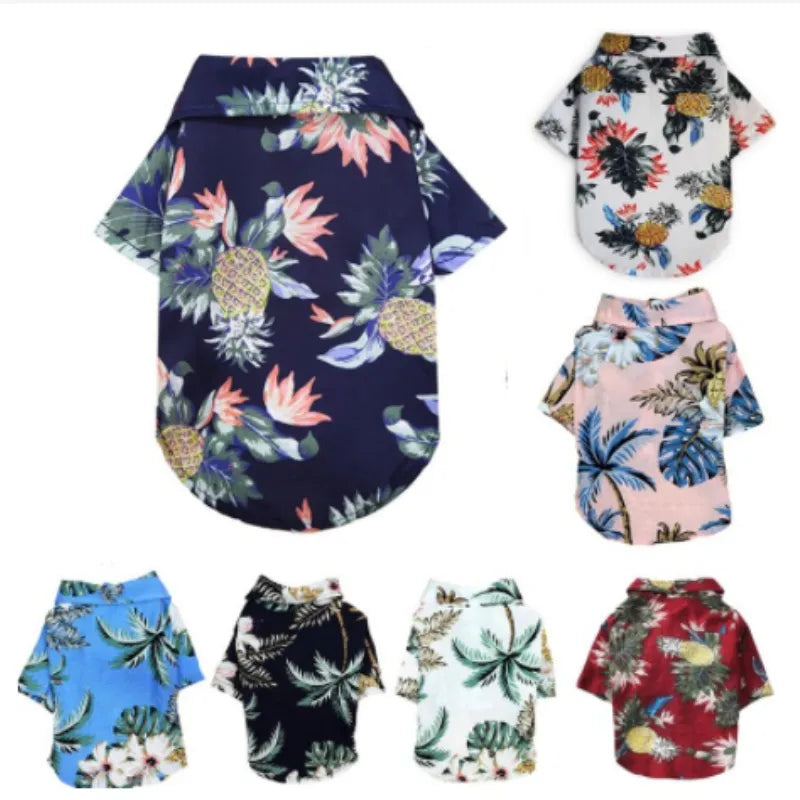 Small and medium-sized dog beach pineapple shirt spring and summer season clothing