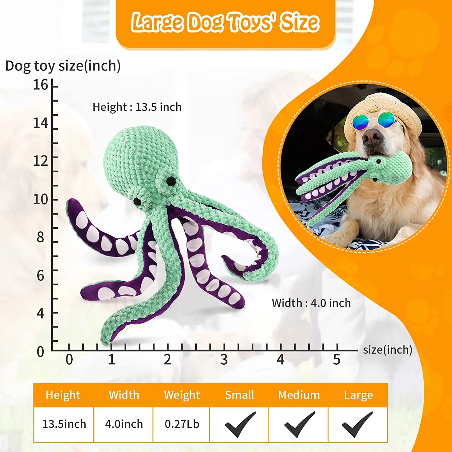 Squeaky Dog Plush Dog Toy,Octopus Stuffed Chew Interactive Dog Toy