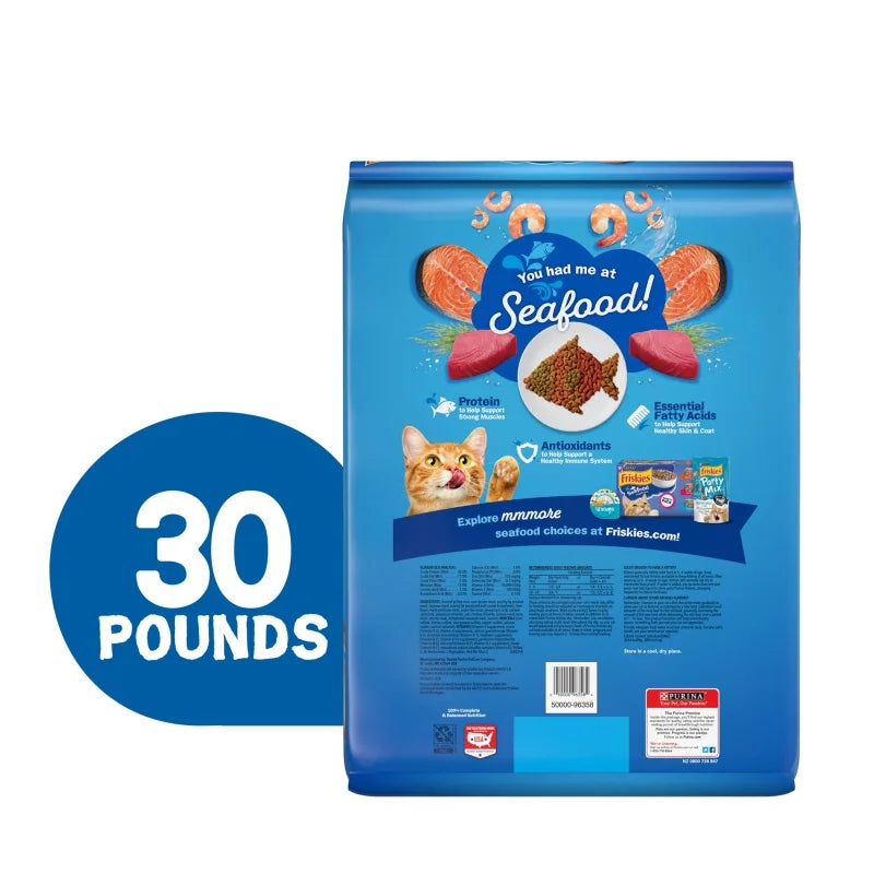 Purina Friskies Dry Cat Food High Protein Seafood Sensations, 30 lb Bag