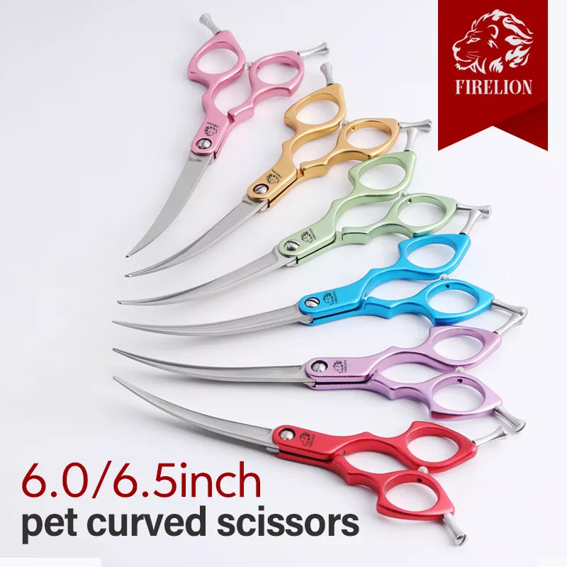  Professional Colorful Dog Grooming Cutting Scissors Pet Curved Scissors for Face