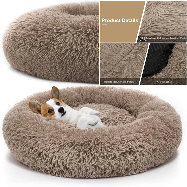 Pet Comfortable Donut Cuddler Round Kennel Soft Washable Bed
