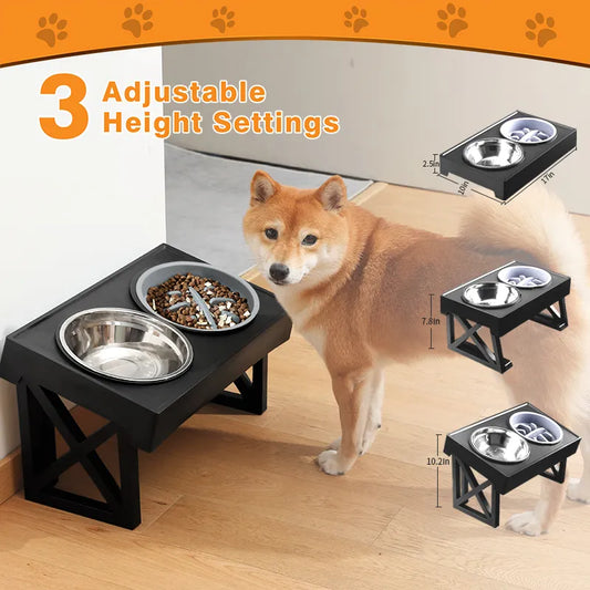 Elevated Dog Bowls 3 Adjustable Heights