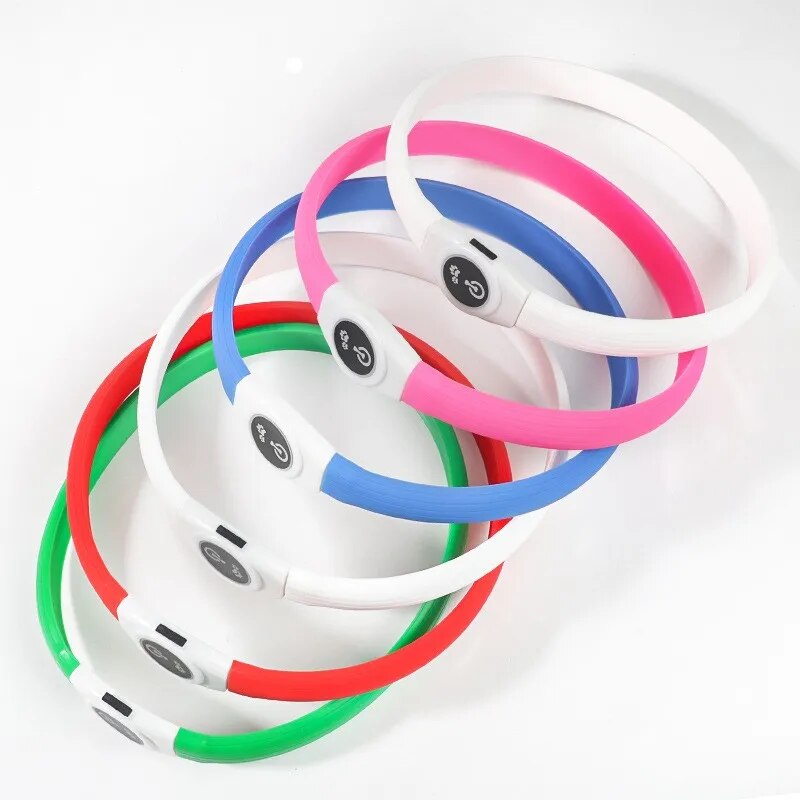 LED Luminous Dog Collar Waterproof & USB Rechargeable, Safe Nighttime Glow for All Dog Sizes