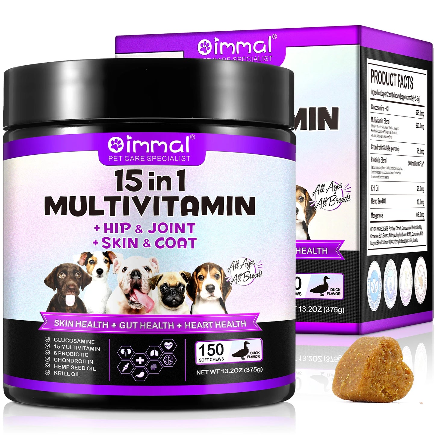 15 in 1 Dog Multivitamin Supplements Immunity Digestion Joint& Heart