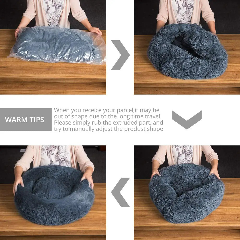 Pet Comfortable Donut Cuddler Round Kennel Soft Washable Bed