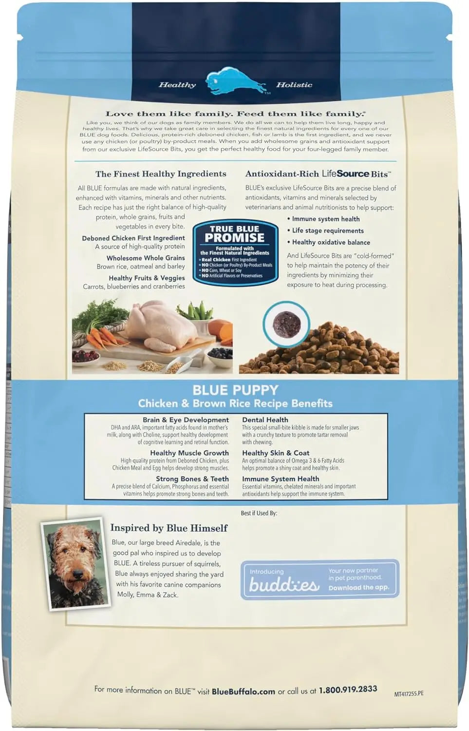 Blue Buffalo Dog Food for Puppy Dry Dog Food, 15 lb Bag